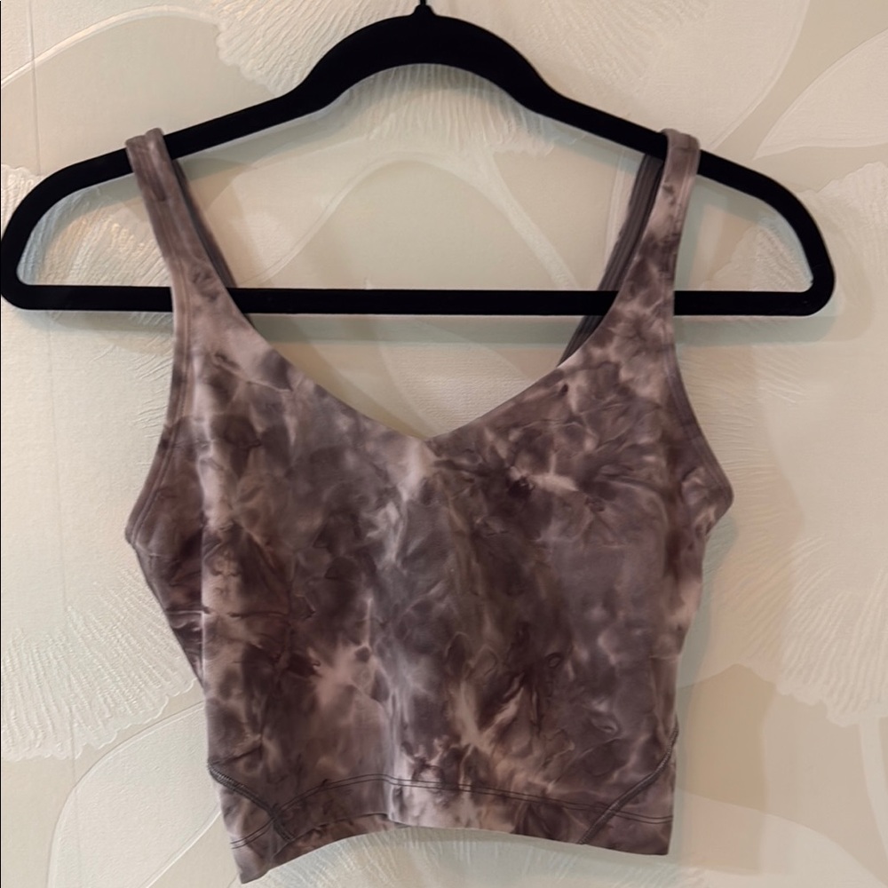 Lululemon Gray and Rose Crop Tank Top with bra inside size 6